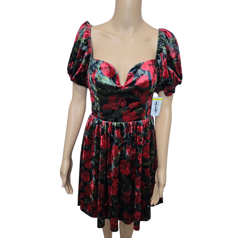 Petal & pup size 5 juniors floral velvet sweetheart top short dress cap sleeve